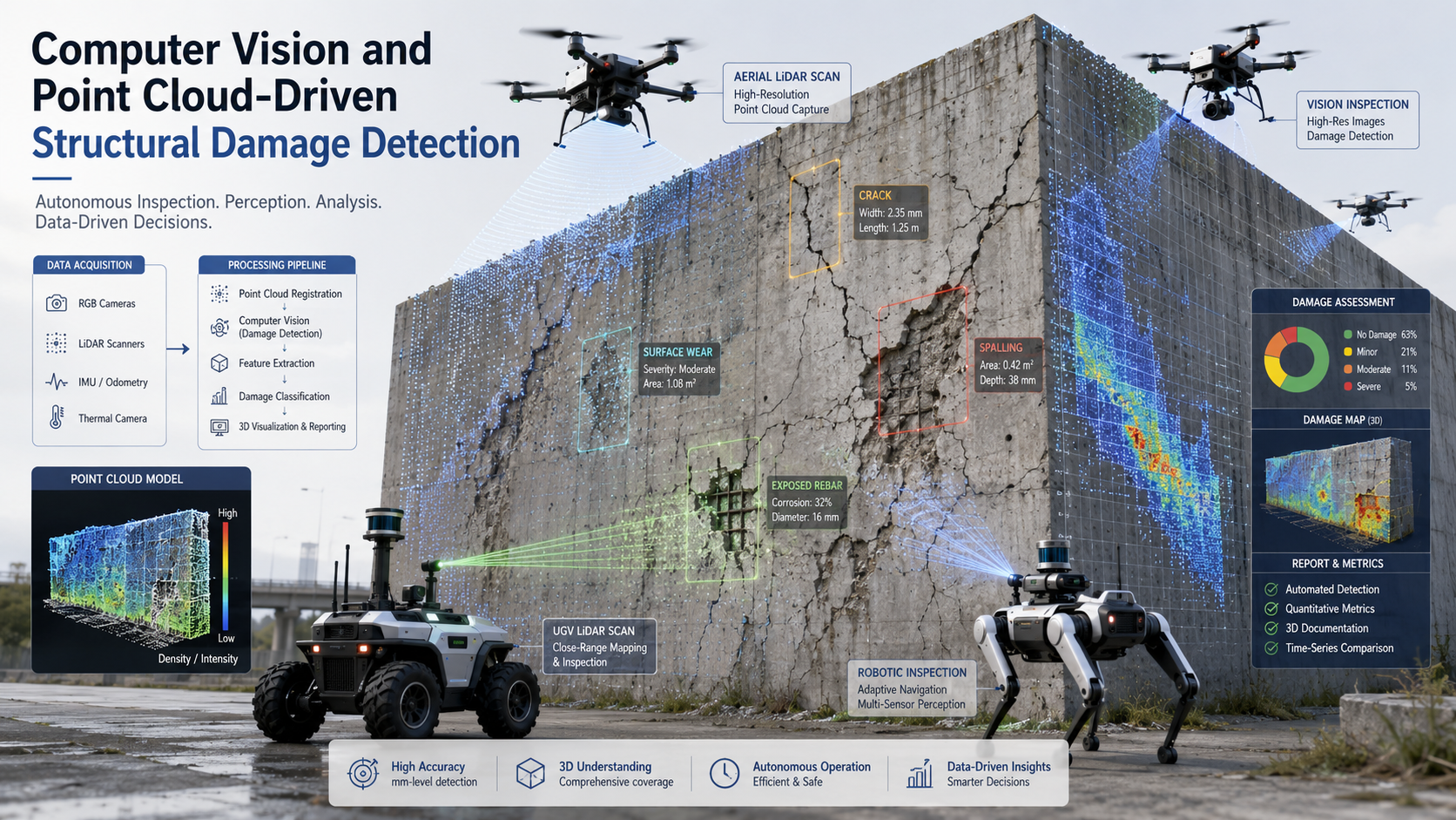 Computer vision and point cloud-driven structural damage detection